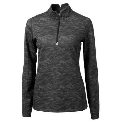 Cutter & Buck Traverse Camo Print Stretch Quarter Zip Womens Pullover