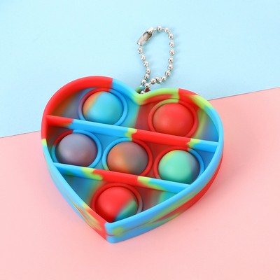 Heart Shaped Push Pop Bubble Keychain