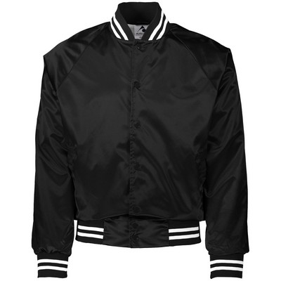 Augusta Unisex Striped Trim Satin Baseball Jacket