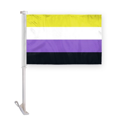 10.5" x 15" wPoly Non-Binary Pride Premium Car Flag