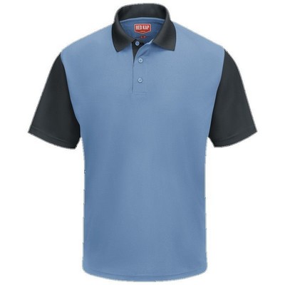 Red Kap™ Men's Performance Knit® Color-Block Polo - Medium Blue/Charcoal Gray