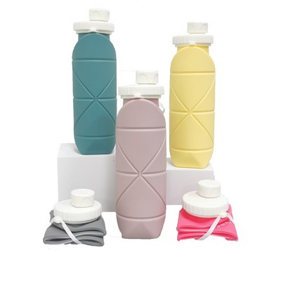 21 Oz. Silicone Foldable Travel Water Bottle