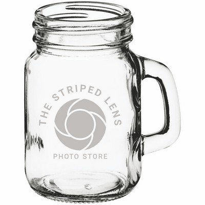 Deep Etched or Laser Engraved Acopa Rustic Charm 4.75 oz. Mini Mason Jar with Handle