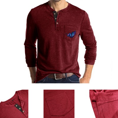 Men's Long Sleeve Henley Top