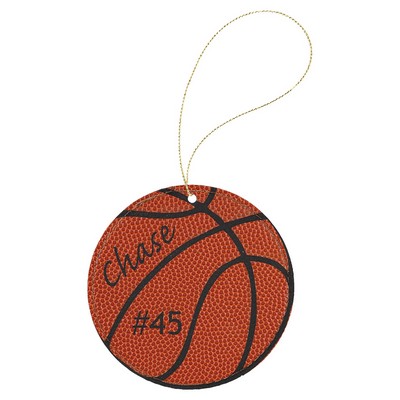 Basketball Leatherette Round Ornament with Gold String