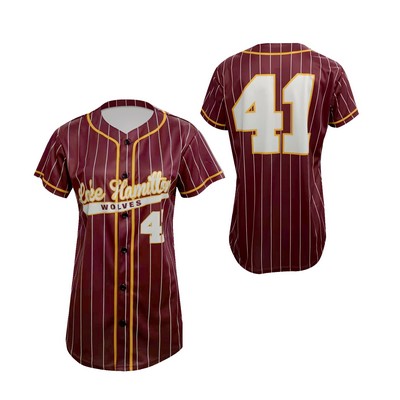 Women's Softball Full Button Pinhole Mesh Jersey