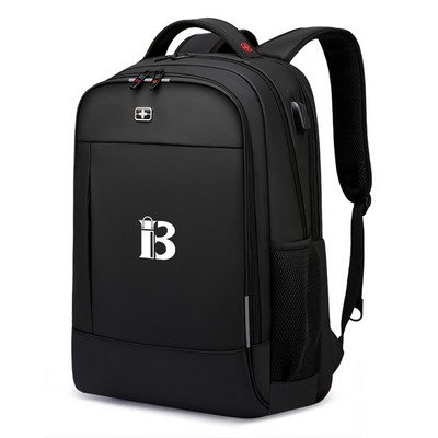 Oxford large capacity backpack with USB charging port