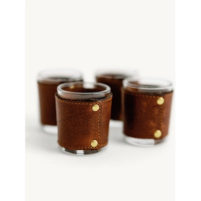 2½ Oz. Shot Glasses w/Leather Wrap - Set of 4