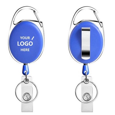 Retractable ID Card Badge Holders with Carabiner Reel Clip