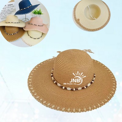 Shell-Embellished Sunshield Beach Hat