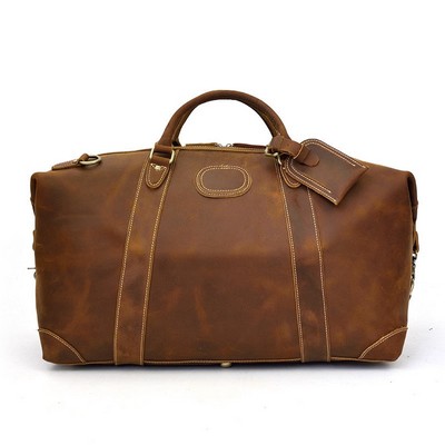 The Eira Vintage Leather Weekender Duffle Bag (19.7"x11.8"x9.4")