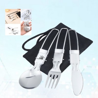 Folding Stainless Steel Camping Utensil Set