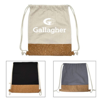 Cotton Drawstring Bag with Cork Bottom