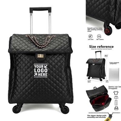 20 Inch Leather Softside Durable Smooth Wheel Travel Luggage Bag