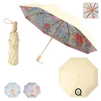 21 Inch Tri-Fold Decal Folding Umbrella