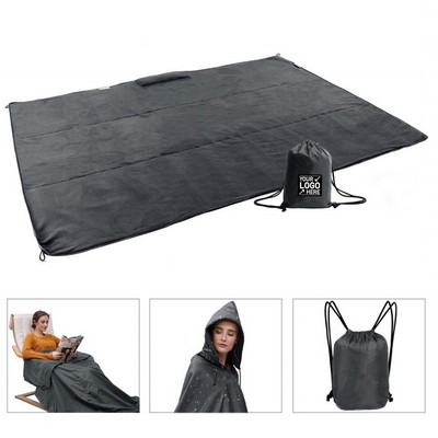 Waterproof Fleece Poncho Blanket for Rainy Weather