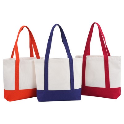 Cotton Canvas Boat Tote Bags Front Pocket