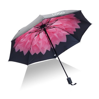 Starry Night Folding Windproof Travel Umbrella with Waterproof Canopy for Travel