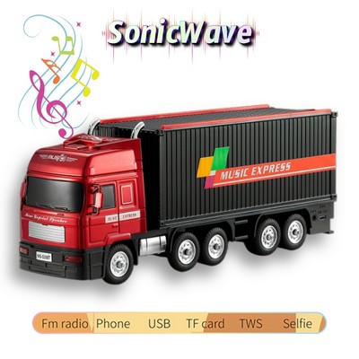 SonicWave Drive Truck-Shaped Bluetooth Speaker with USB, TF Card, FM Radio & Selfie Function