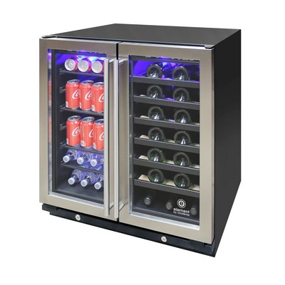 Legacy Vinotemp - 33-Bottle Or 101-Can Wine & Beverage Dual-Zone, 2 Door Cooler - Stainless