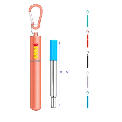 Reusable Straw Collapsible Portable Metal Straw Foldable Stainless Steel Drinking Telescopic Straw