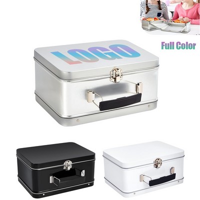 8" Retro Style Metal Tin Lunch Bento Box Tote Storage Organizer Container