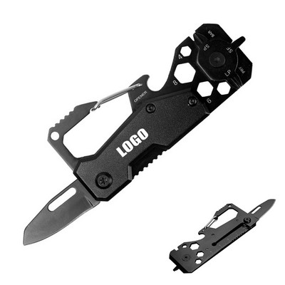 Multi Function Knife Tool Stainless Steel with Carabiner Keychain