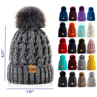 Women Winter Cable Knit Cap