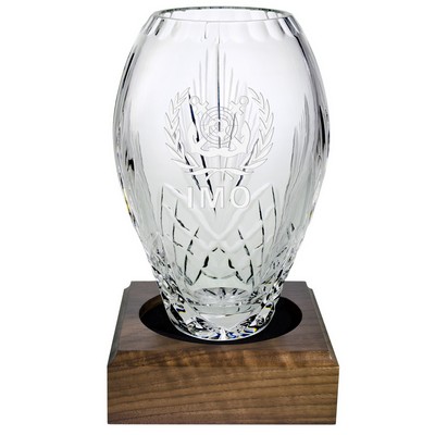 9 1/2" European Crystal Vase With Base