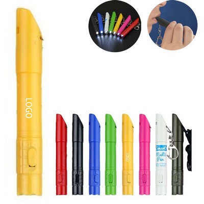 3-In-1 LED Flashlight with Whistle & Ballpoint Pen