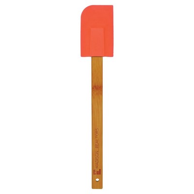 11.75" Red Silicone Spatula with Bamboo Handle