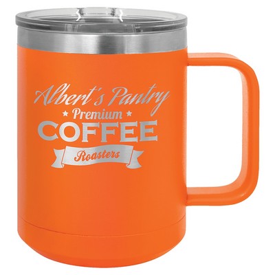 Polar Camel 15 oz. Orange Vacuum Insulated Mug w/Slider Lid