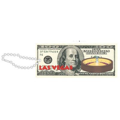 Vegas Roulette Table On $100 Bill Key Chain w/ Black Back (2 Square Inch)