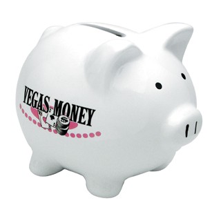 3-3/4"x3"x3" White Ceramic Piggy Bank