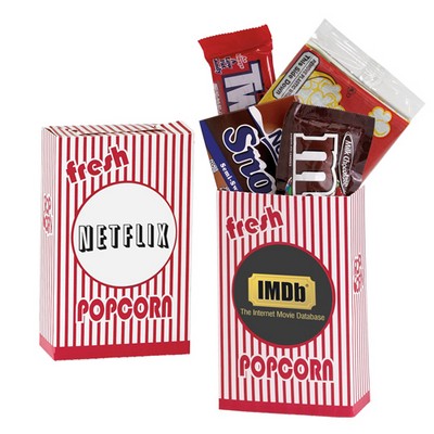 Striped Movie Snack Box w/ Assorted Candies (Twizzlers®, M&M's®, Sno-Caps®, Microwave Popcorn)