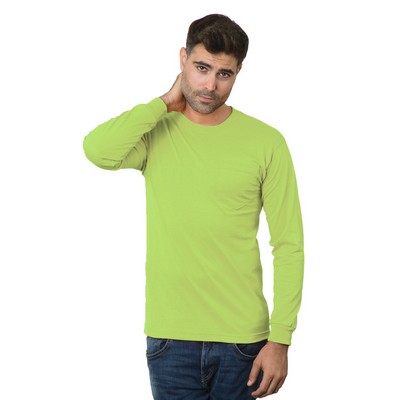 Unisex Bayside® 50/50 Long-Sleeve Pocket Crew T-Shirt