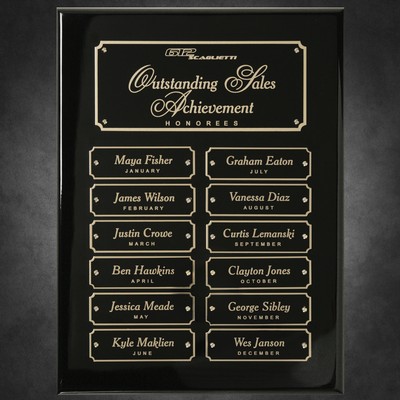 Black Piano Finish Perpetual Plaque 9" x 12"