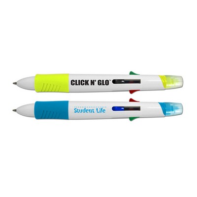 Liqui-Mark® Click N' Glo™ 5-in-1 Highlighter & 4-Color Pen Combo