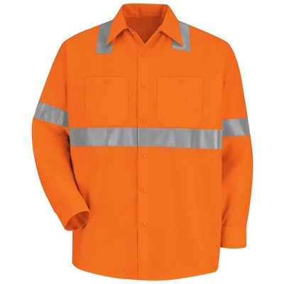 Red Kap® Fluorescent Orange Long Sleeve Hi-Visibility Work Shirt