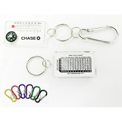 Compass/ Thermometer Keychain with Carabiner & Wind Chill Chart