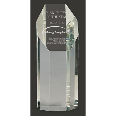 Shine Crystal Octagon Tower Award L - 8'' H