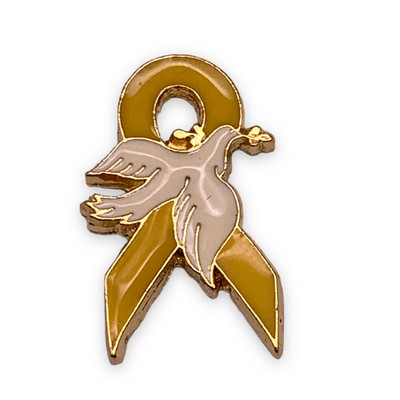 Dove on Yellow Ribbon Lapel Pin