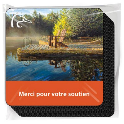 Premium Coaster Set (4), Gloss Plastic & Rubber, Square (3.5"), Full Color