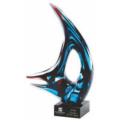 Aqua Fin Art Glass Award (11")