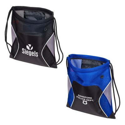 Jumbo Globetrotter Mesh Fabric Drawstring Bag