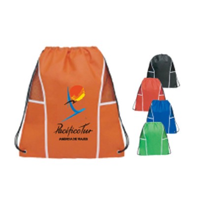 Non Woven Drawstring Backpack with Mesh Panels