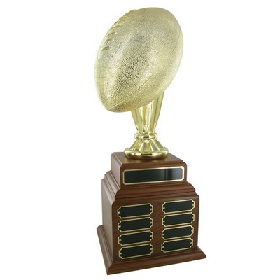 20" Gold Football Perpetual Trophy w/32 Name Plates