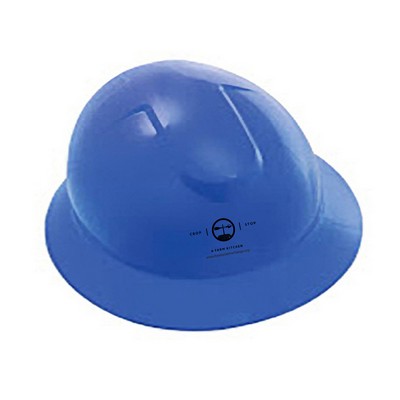 Blue hard hat, six point ratchet suspension