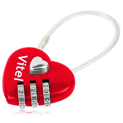 Metal Body 3 Digit Heart Shaped Padlock