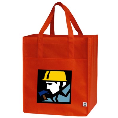 90 GSM Non-Woven Reusable Tote Bag w/ Handles,Drop-in Board